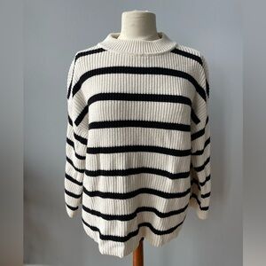 Striped blue and White oversized Women's knitted Sweater